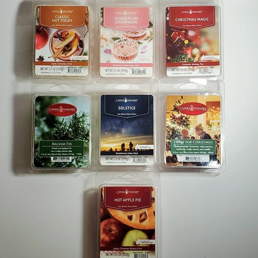Holiday Wax Melts Bundle of 7 by CANDLE WARMERS (7) 2.5 oz. Pkgs. Holiday Scents
